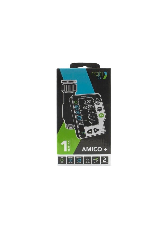 رين مؤقت صنبور مياه أوتوماتيكي Rain Amico+ ذو محطة واحدة، مؤقت صنبور ري يعمل بالبطارية، Rain Amico+ صنع في إيطاليا - Image 4